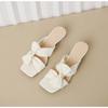 Square Toe Women Slippers Bow Heeled Sandals Loafers Shoes Woman 2026 Fashion Summer Shallow Dress Comfort Soft Leather Slides