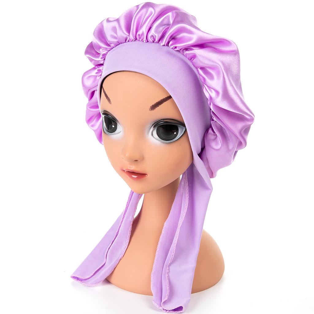 Kinder-Schlafhaube aus reinem Satin mit Bändern