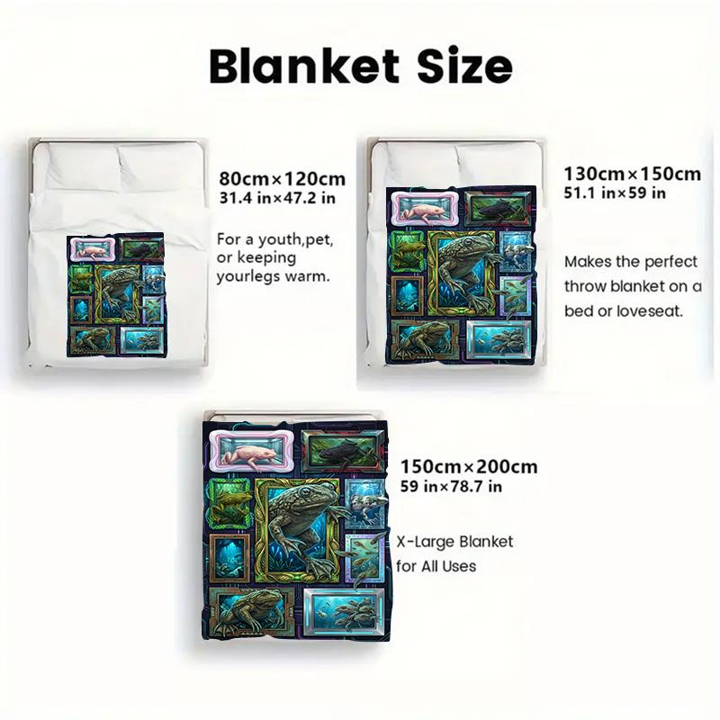 Frog Evolutionary Showcase 2D Flat Pattern Flannel Blanket, High Quality All Seasons, Home Decor, Warmth and Comfort, Perfect for Christmas Gifts.