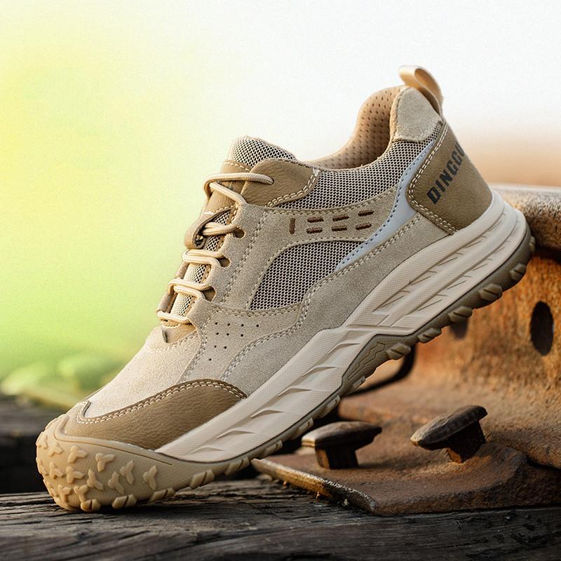 Men Fashion Breathable Plastic Toe Caps Work Safety Shoes Cow Suede Leather Security Boots Worker Safe Sneakers Protect Footwear