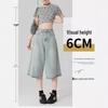 Women's Summer 2025 Light Blue High Waist Wide-Leg Denim Shorts