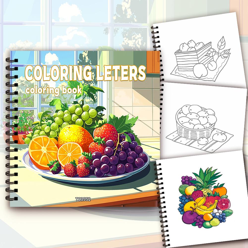 

Книжка-раскраска из серии Фрукты , подростковая раскраска, множество разных узоров, плотная бумага 100 г/м², снятие стресса, подарок на день рождения