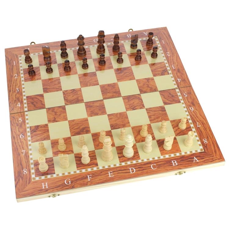 Classic Wooden Chess Board Game 3-in-1 Checkers Backgammon 48X48 Cm