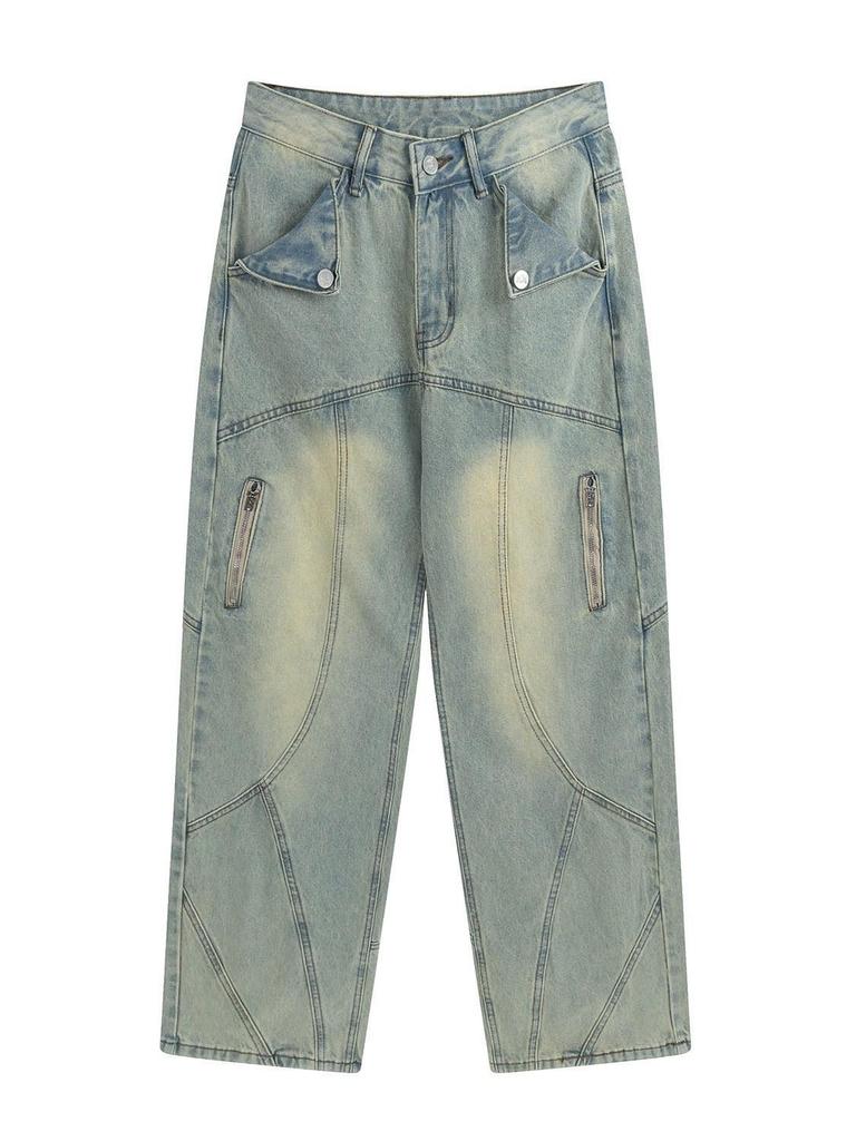 Women's High-Waisted Retro Wide-Leg Jeans - Summer Streetwear