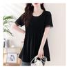 Navava Women Vintage Pleats Round Neck Short Sleeve Blouse Nb2199