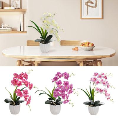 DIY Artificial Orchid Bonsai Multi-Bloom Artificial Faux Plants New Plastic Fake Flower  Home Decor