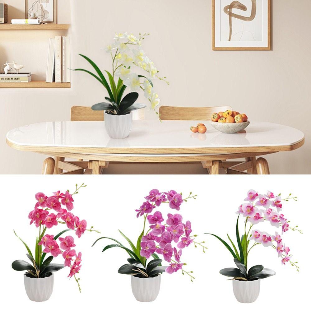 DIY Artificial Orchid Bonsai Multi-Bloom Artificial Faux Plants New Plastic Fake Flower Home Decor