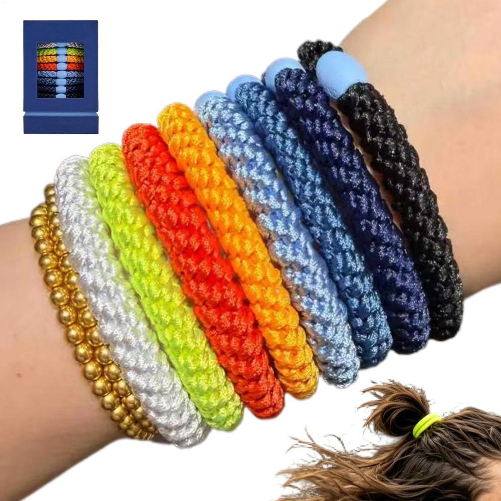 8Pcs Braided Non-Slip Hair Ties, Soft Scrunchies No Pull Ponytail Holders, Elastic Hair Bands for Women Gym Sports Curly Hair