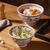 Retro Hand-Painted Blue & White Large Noodle Bowl - High-Footed Porcelain for Creative Dining