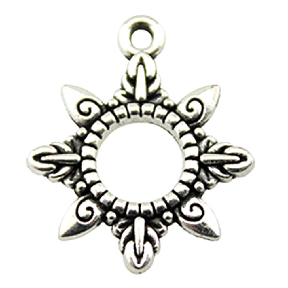 

10шт Солнце Шармы Амулеты Античное серебро Цвет Цинковый сплав 22X18mm