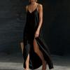 Women’s Sleeveless Maxi Dress with Adjustable Spaghetti Straps and Side Slit Relaxed Fit Long Sundress for Summer Beachwear