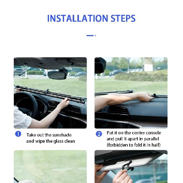 SEAMETAL Telescopic Car Sun Shade Hidden Windshield Sun Protection Cover UV-Blocking Privacy Curtains 72-140cm Adjustable Width