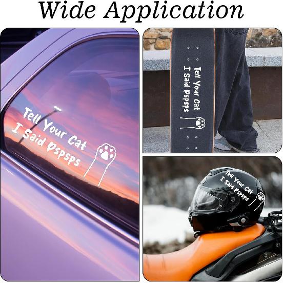 2pcs Tell Your Cat I Said Pspsps Car Vinyl Decal, Cat Paw Kitten Paw Car Sticker Peel and Stick Funny Window Bumper Stickers Self Adhesive Waterproof