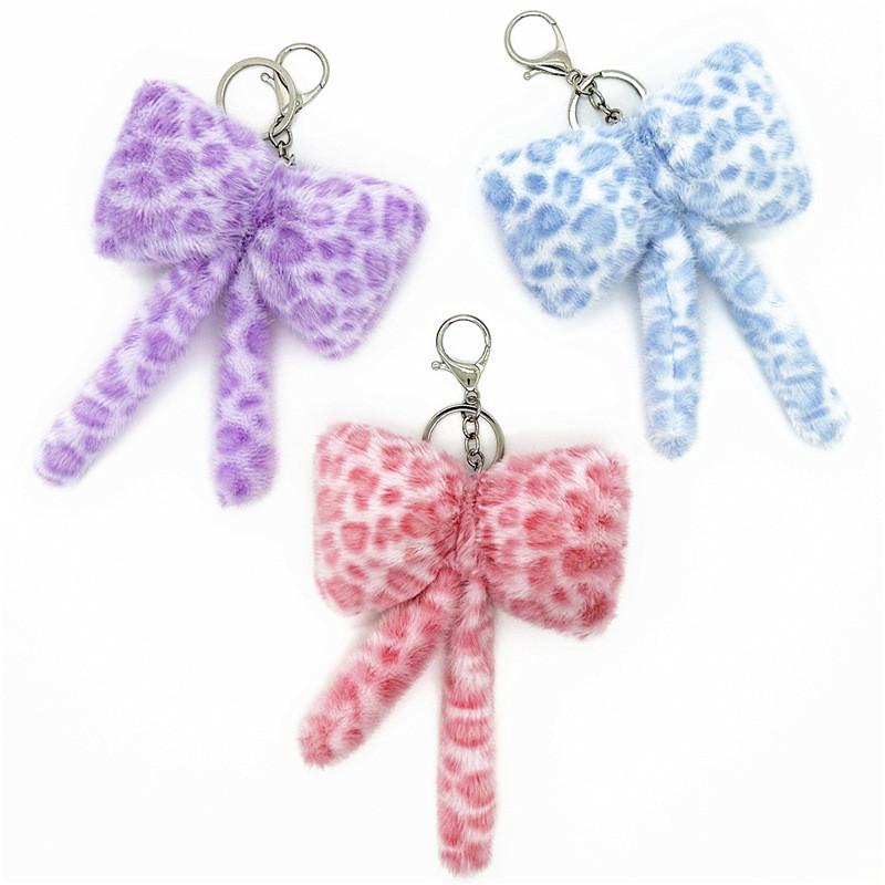 Keychain Plush Butterfly Bow With Leopard Print For Gift Giving And Party Decor