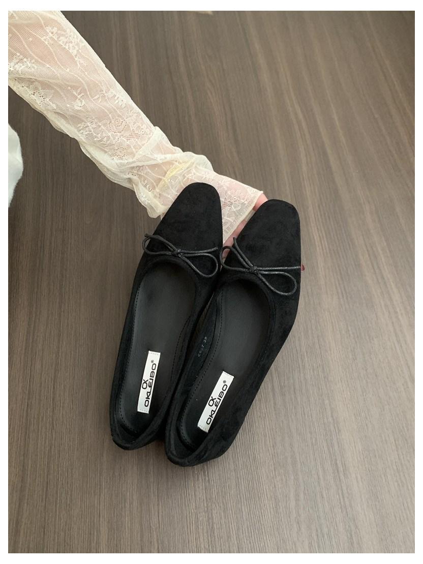 

Милые туфли-балетки конфетных цветов, новая весенняя модель 2025 года, неглубокие, с бантом, балетки, мягкие лоферы, удобные мокасины, замшевые, женские, mujer 35 чёрный