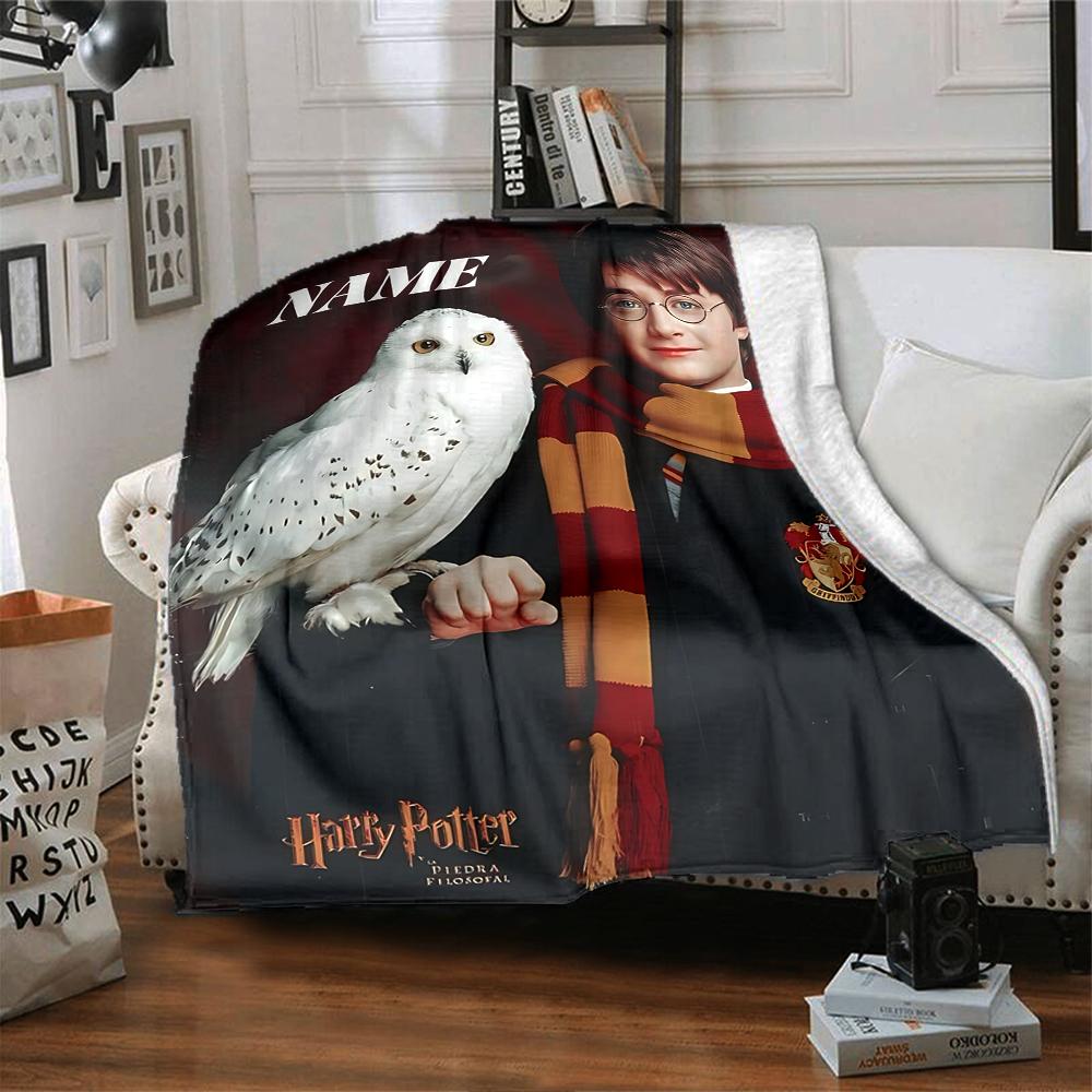 Custom Name Hogwarts Crest blanket for Couch & Bed, Plush Cozy Fuzzy Blanket Super Soft & Warm Blankets for Fall and Winter. 0908115