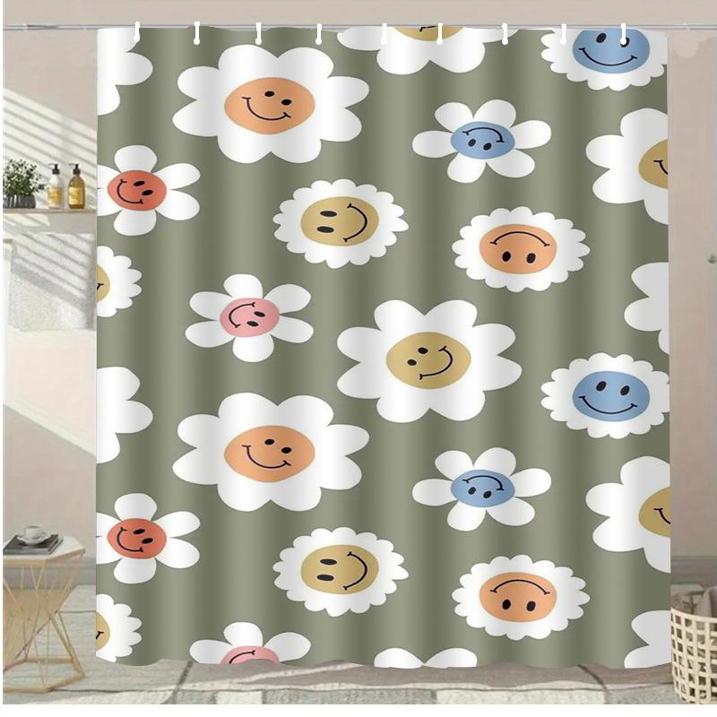 Marine Organisms Washable Dirt-Resistant Shower Curtain Shower Head Waterproof Polyester Bath Curtain For Home Decor Accessories