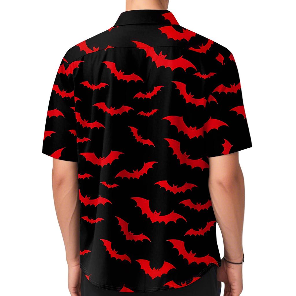 Men's Fashion Casual Loose Halloween Printed Short Sleeve Shirt