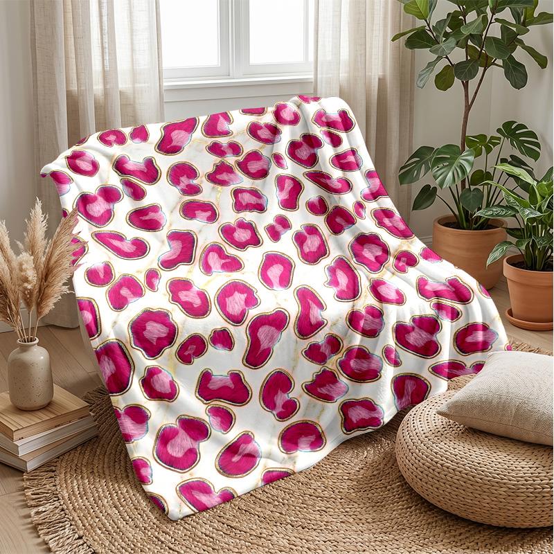 Rosa Leopard Liebesherz Thema Decke Leichte Warme Flanelldecke Dekorative Überwurfdecke für Heimdekoration
