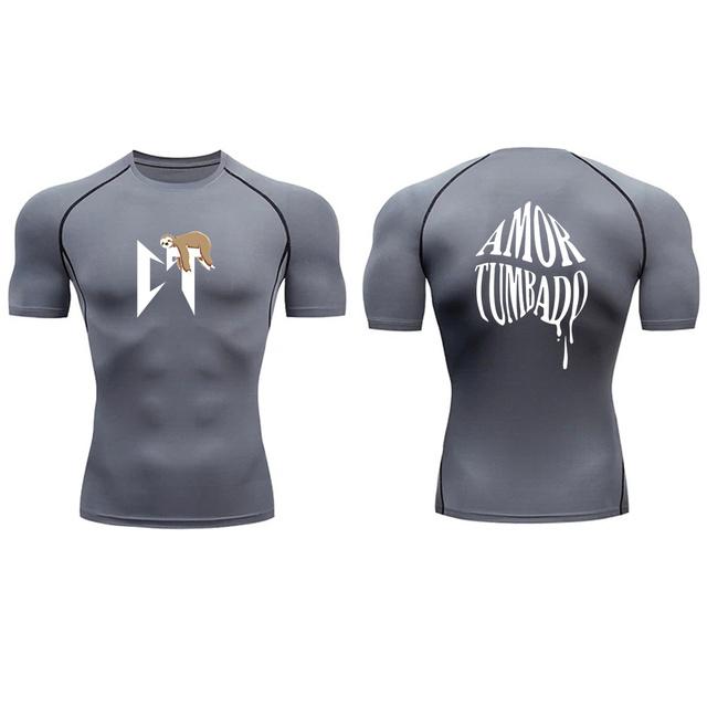 

Мужская компрессионная футболка с короткими рукавами, повседневная футболка, быстросохнущая дышащая фитнес-футболка, летняя мужская спортивная футболка XXXL
