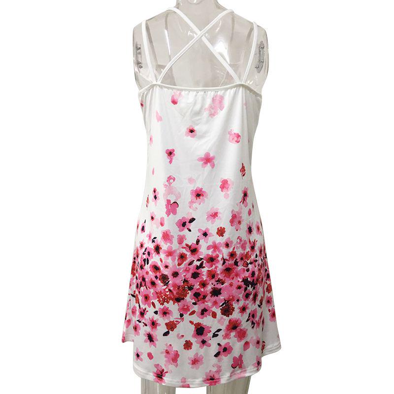 Elegant Women Summer Vintage Beach Sleeveless 3d Floral Print Boho Tank Dress