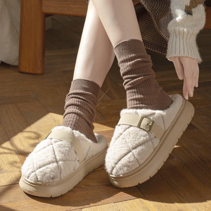 Damen Herbst- & Winter Plüsch Baumwollpantoffeln: Warme, rutschfeste, Indoor/Outdoor Postpartale Schuhe für Paare