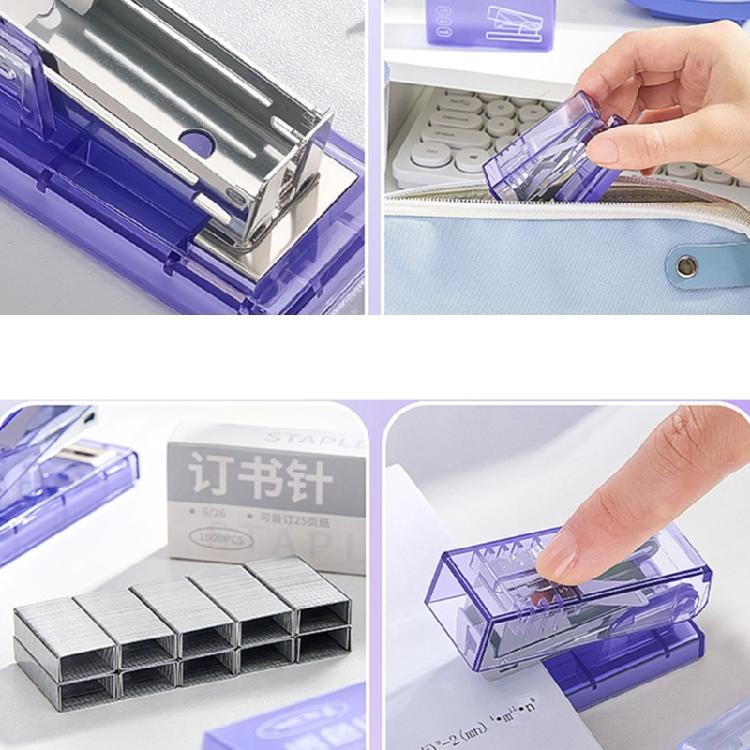 Clear Mini Stapler 10 Sheets Capacity with 1000Pcs Staple Light Weight Portable Stapling Machine for Office School Home