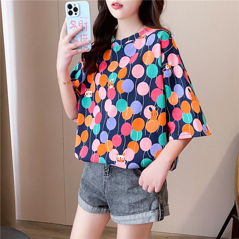 Harajuku Casual Oversized UNISEX Long T-shirt Woman Korean 2024 Summer Vintage Graphic Cartoon Print T Shirt Women Loose Y2k Gray Blue Top Streetwear