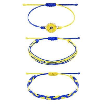 Multilayer Braided Ukrainian Flag Bracelet Adjustable Daisy Bracelet Handmade Boho Braided String Bracelet Universal