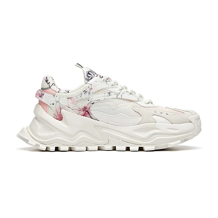 HUAMULAN X Anta Hot Cushioning Slip Resistant Abrasion Resistant Low Top Chunky Sneakers Women's White Pink 922018842-9