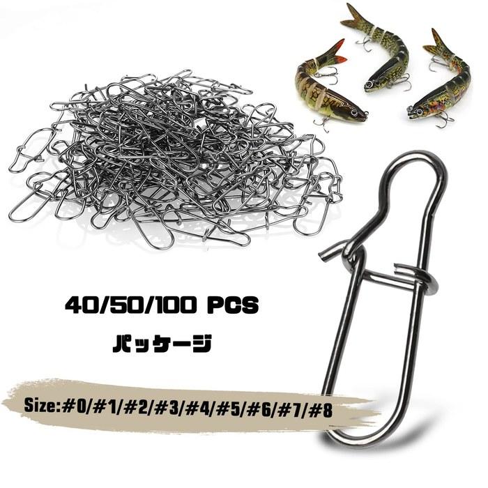 QISHUO Lure Quick Snap Swivels - Ajiing, Jigging - Stainless Steel - Blue - 100pcs (30kg) #3