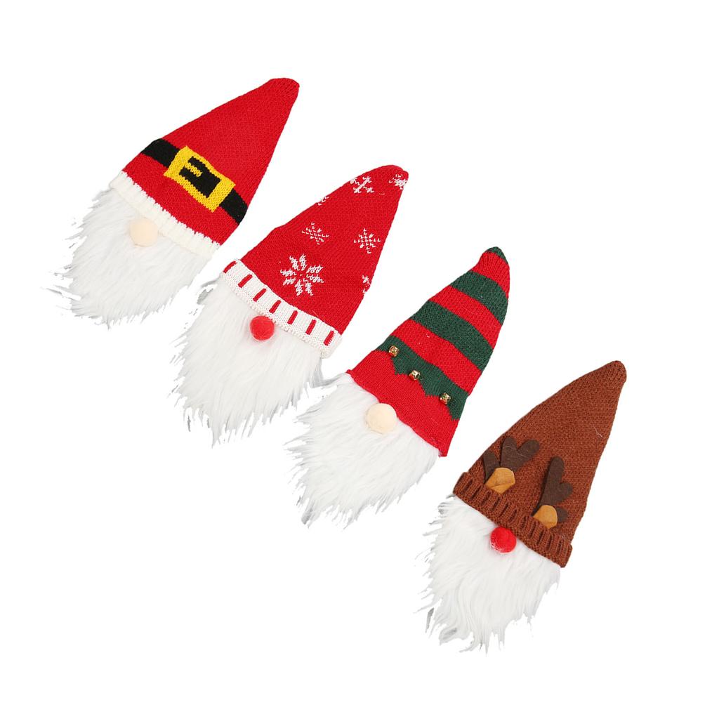 4Pcs Christmas Gnome Wine Bottle Cover Decorative Christmas Wine Bottle Cover Topper for Christmas Party Dining Table