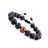 European & American Style Tiger Eye & Volcanic Rock Beaded Wish Bracelet, 10mm, New Design
