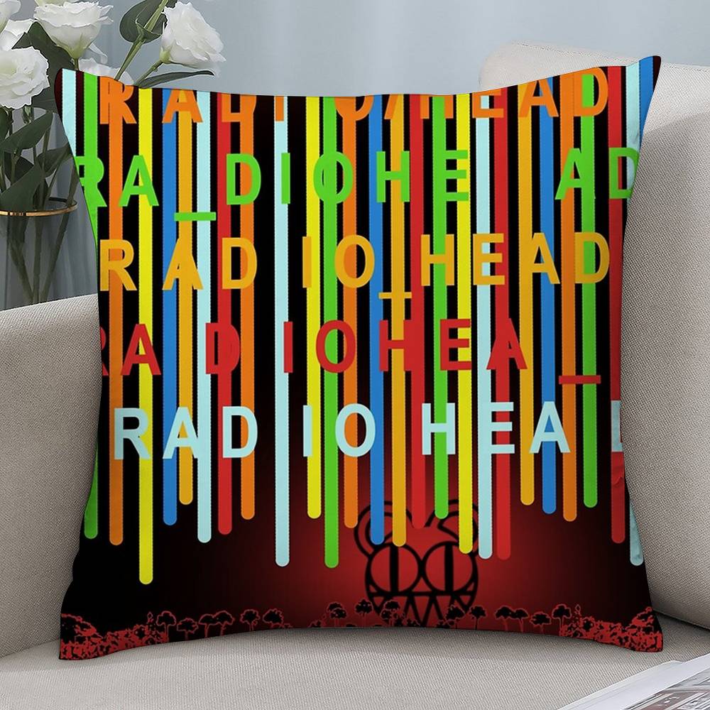 Rock R-Radiohead Band Kissenbezug Kurzplüsch Beidseitiger Druck Quadratische Kissenbezüge Sofa Heim Kissen Dekor
