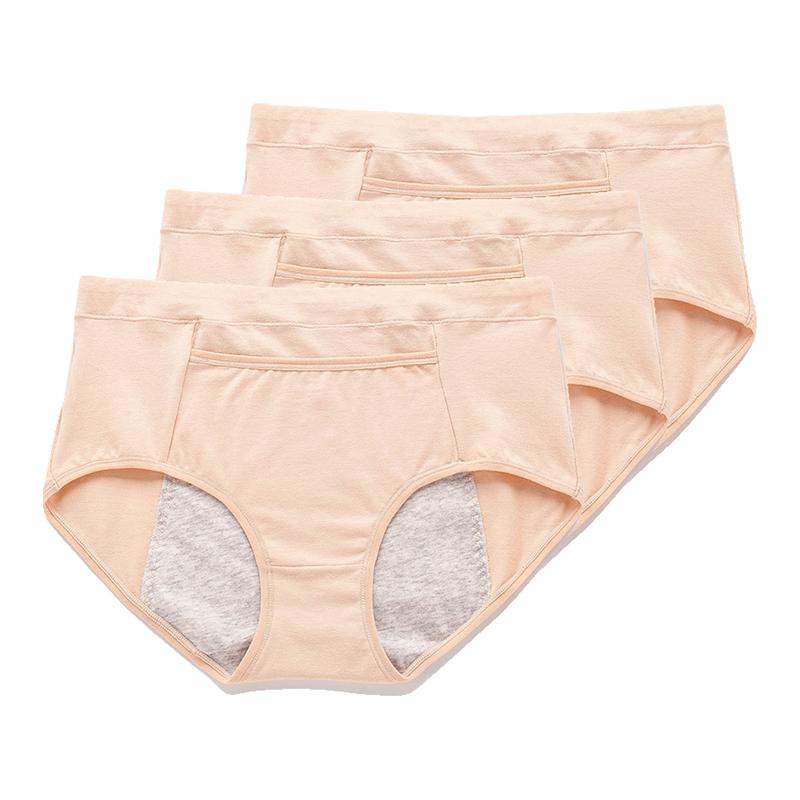 3Pcs Women's Menstrual Underwear Leakproof Briefs Ladies Comfortable High Waist Panties Hygienic Plus Size Pants L-4XL