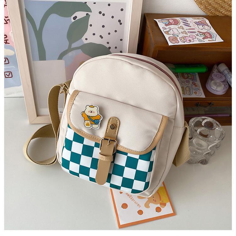 Trendy Nylon Crossbody Bag For Girls Cute Japanese Style Canvas Handbag With Zipper Closure зелёный