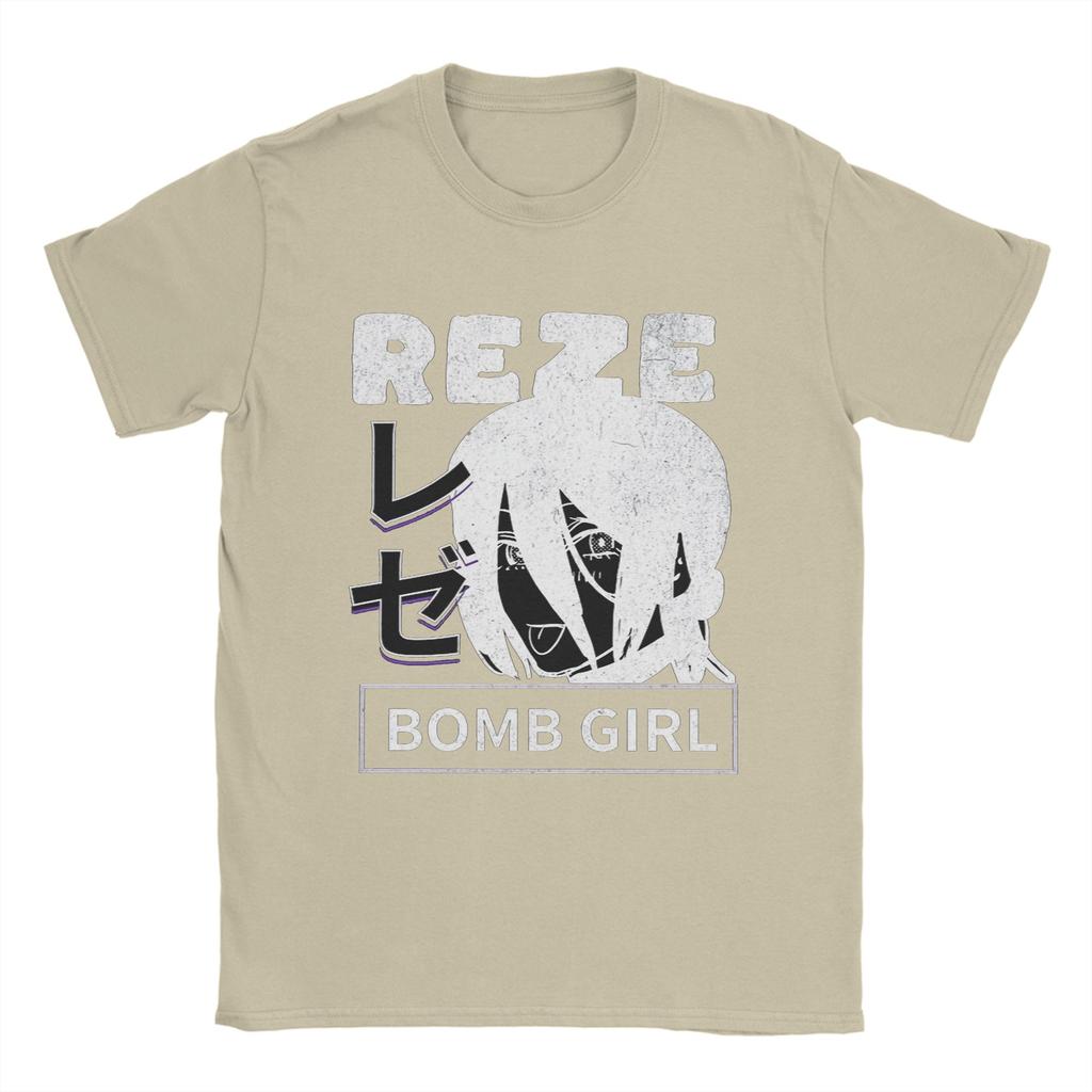 Vintage TShirt Chainsaw Man Girl Reze Boom Cotton TShirts Cool Tshirt for Mens Summer Y2K Basic Design Short Sleeve Top Tees