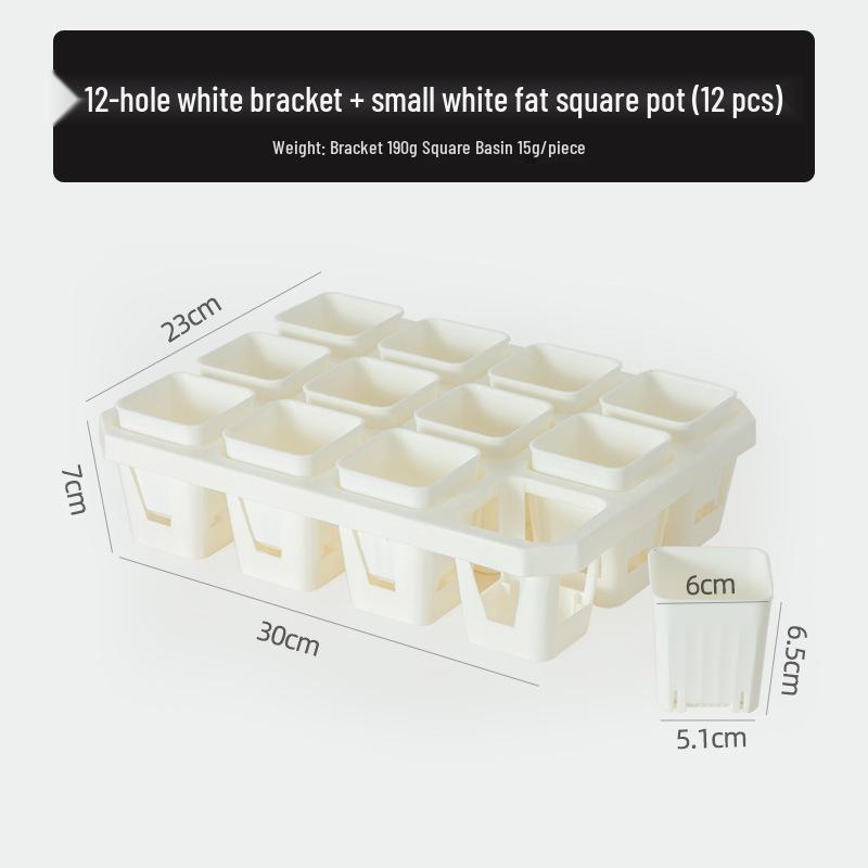 Small Black Square Succulent Seedling Tray - Thickened Plastic Pot Stand & Water Catcher