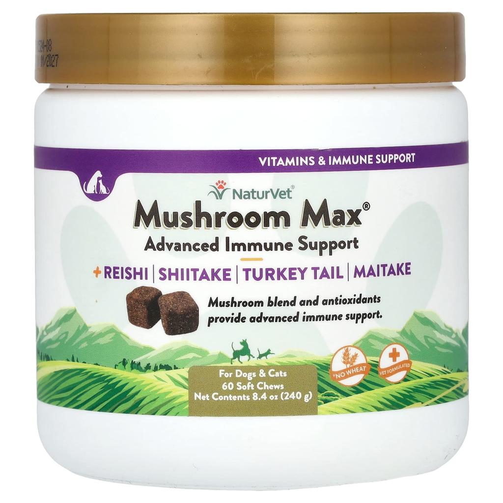 Mushroom Max, Immune Boost, with Cloud Mushrooms, for Dogs and Cats, Soft Chews 60, 240G (8.4Oz)