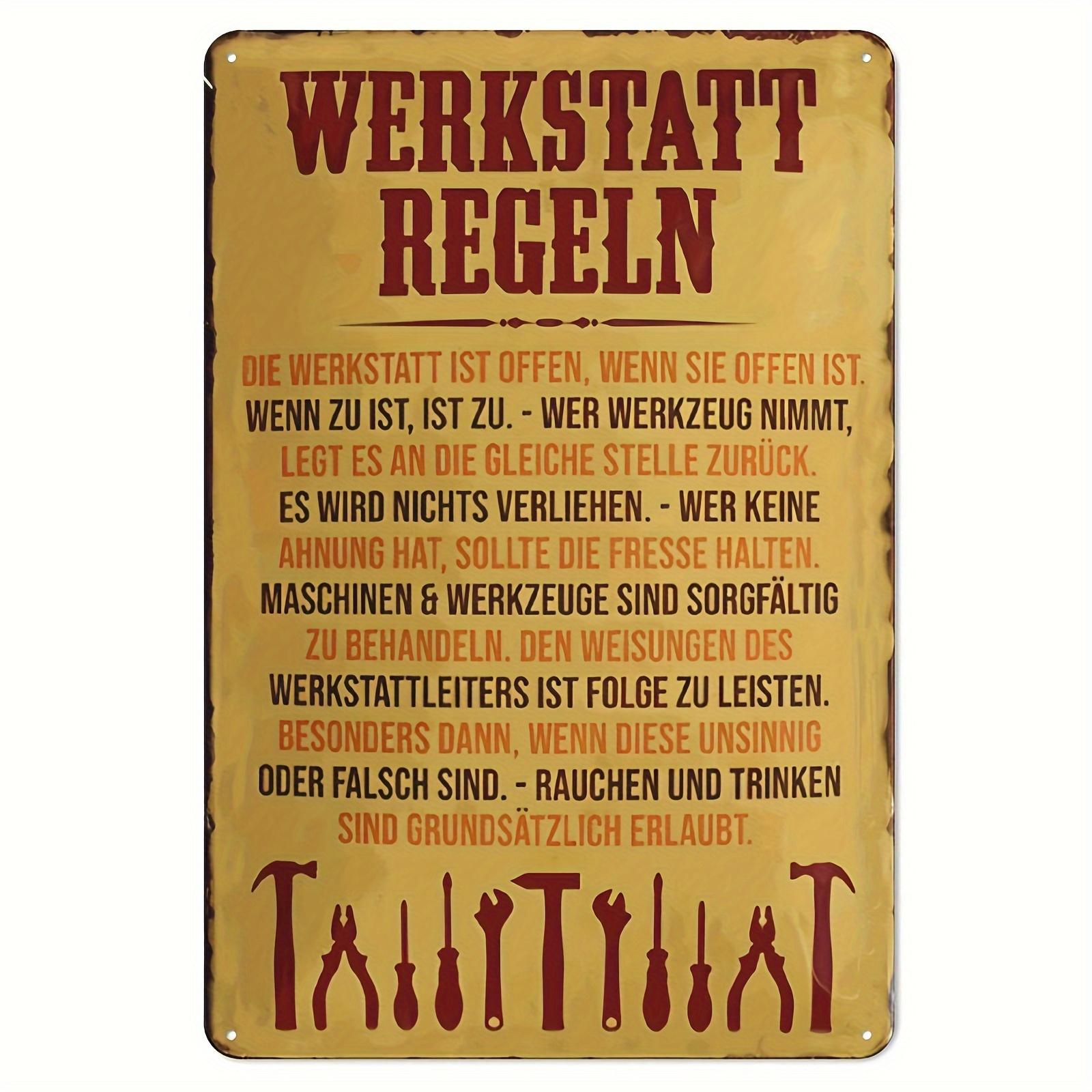 German Language Aluminum Metal Sign Lustiger Spruch Handwerker Garage Metallschild Werkstatt Vintage Retro Mechaniker Schrauber 20x30cm（7.8x11.8inch）