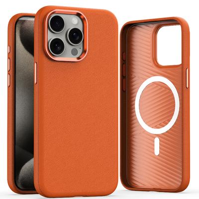 Skórzane etui Magsafe do iPhone 15 14 13 12 Pro Max iPhone15promax metalowy aparat silikonowa ochrona telefonu pokrywa Coque do Samsung S24 Ultra S23 Plus