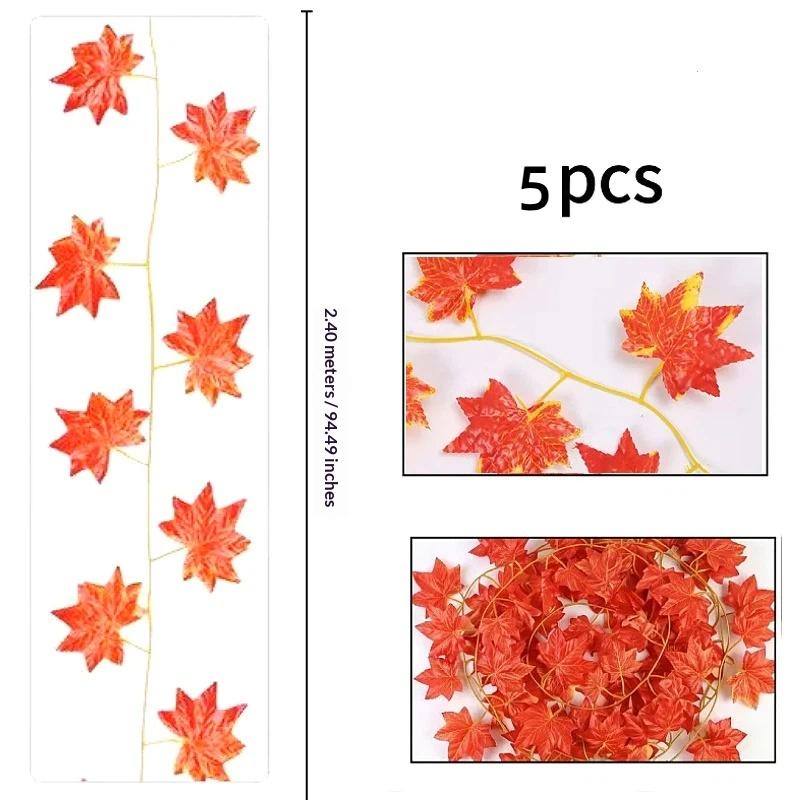Artificial Fall Leaf Hanging Garland Realistic Fake Leaves Vine for Thanksgiving Dining Table Window Decor