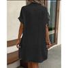Abito Casual da Donna a Manica Corta, Monopetto, Colore Unito, Lunghezza Midi, Vestibilità Larga