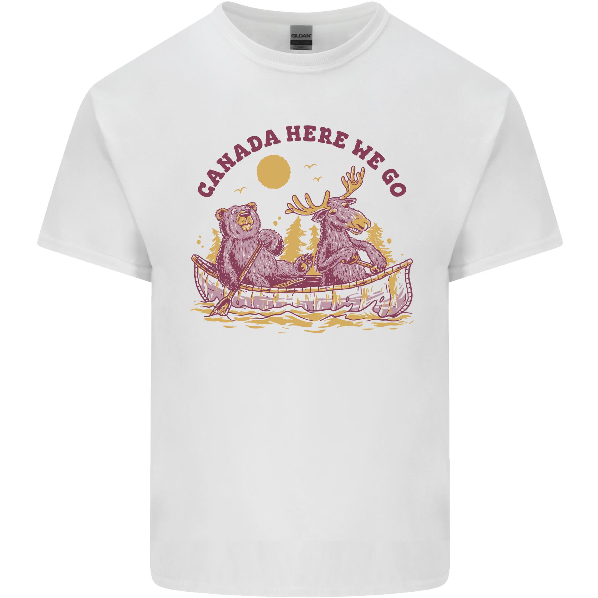 Canada Here We Go Moose and Bear Canadian Unisexs Light Cotton TShirt S