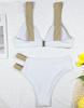 Ladies Swimsuit Sexy White Patchwork Wide Strap Beach Bikini Suit Swimwear