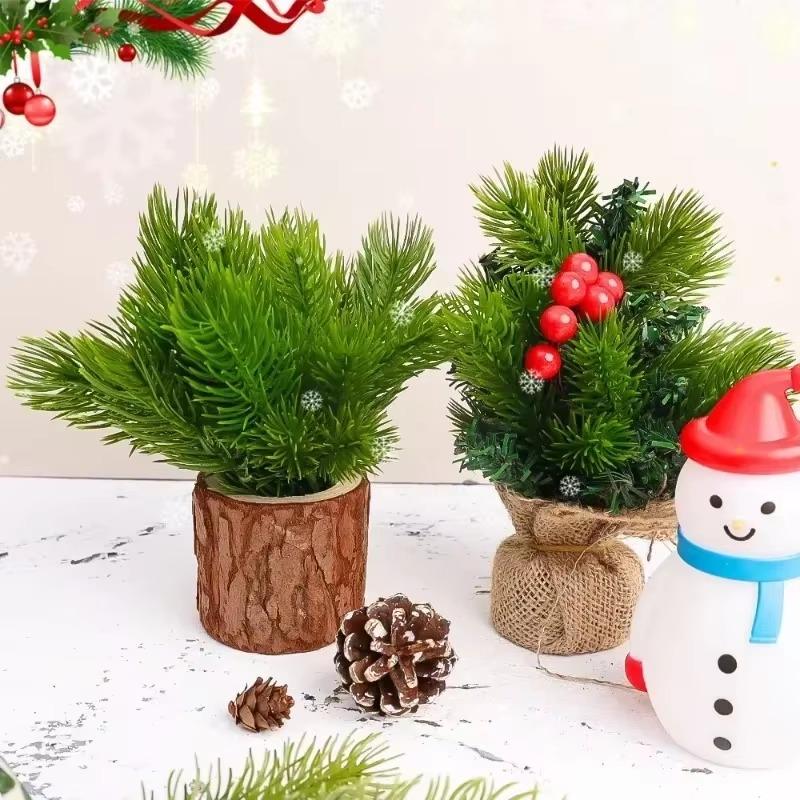 6-12cm Künstliche Kiefernnadeln Weihnachtsschmuck Falsche Pflanzen Zweige Grüne Kiefernnadeln DIY Weihnachtsbaum Kranz Dekoration Geschenke