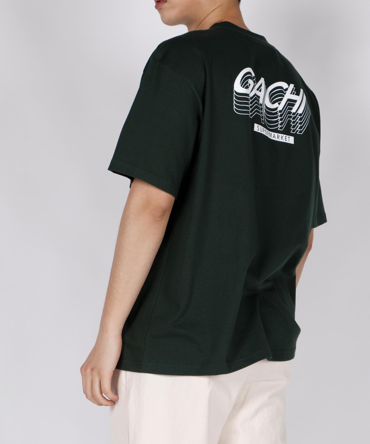 Gachi Loose Fit Crepe Logo Pigment Short Sleeve T-Shirt Dark Green/Green M