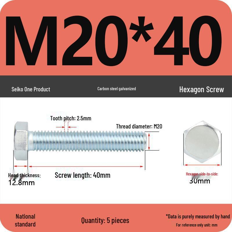 8.8 Grade Galvanized Hex Head Bolt, High-Strength M4-M30