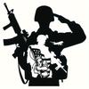 Black Metal Soldier Wall Art Silhouette Gun Flag Decor Office Home Cave Gift