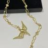 Elegant Gold Plated Peace Bird Charm Sweater Chain 80cm Length Retro Long Necklace Jewelry For Layering Outfits